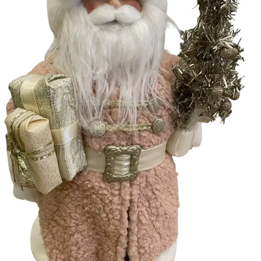 Christmas Santa Figurine 18in Pink Gold and Silver 34th & Pine Holiday Decor New